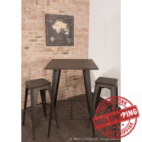 Lumisource BS-TW-OR DKE+AN Oregon Pub Stool in Dark Espresso Top/Antique Finish Set of 2